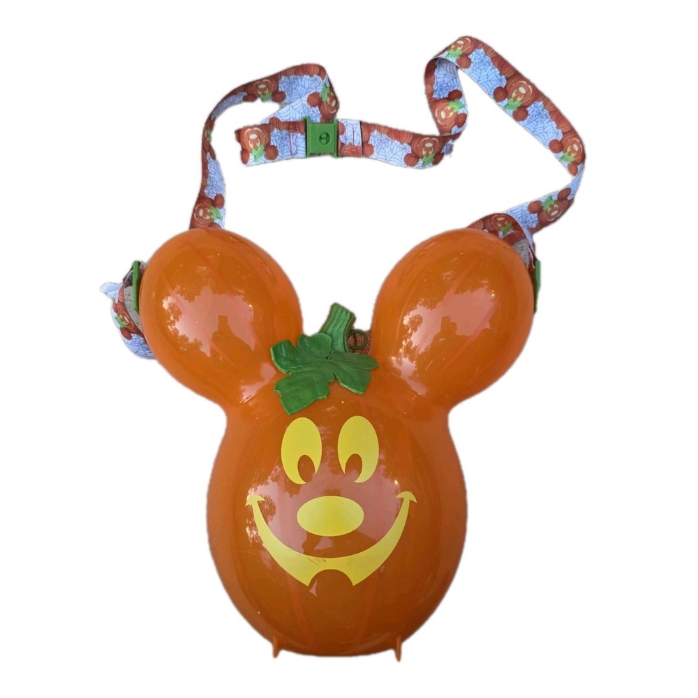 Cute Disney Parks Mickey Mouse Pumpkin Balloon Halloween Popcorn Bucket W/Strap - Picture 1 of 5